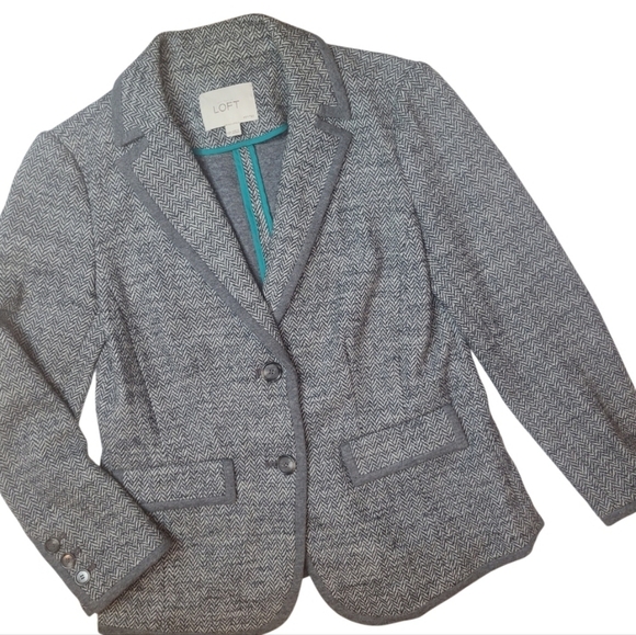 LOFT Jackets & Blazers - LOFT XS Petite Blazer Gray Herringbone